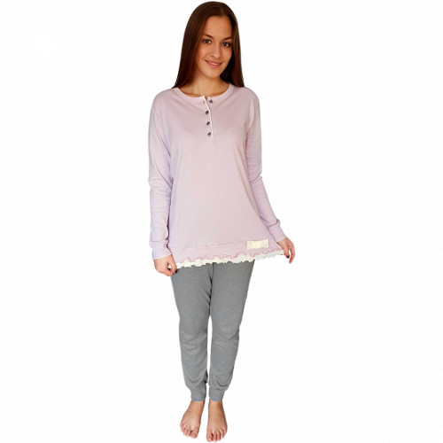 Pijamale Dama Snelly L'Originale, Bumbac 100%, 'Spring Of Lilac'