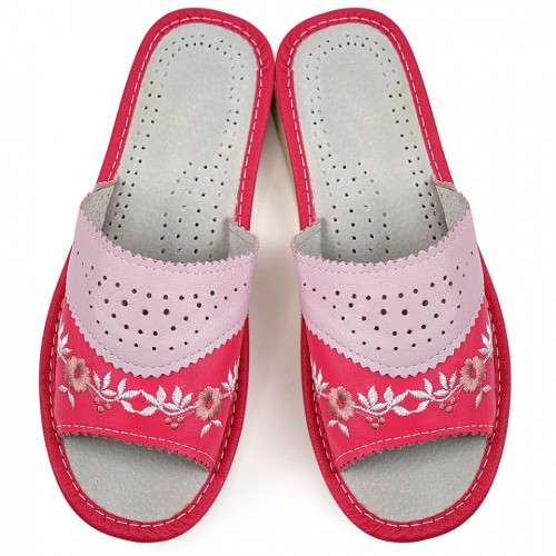 Papuci de Casa Dama Material Piele Culoare Roz Model 'Cotton Candy'