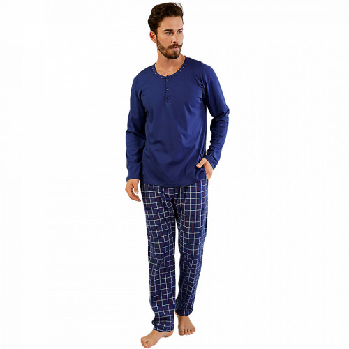 Pijama Barbati din Bumbac Gazzaz by Vienetta Model 'Moonscape' Blue