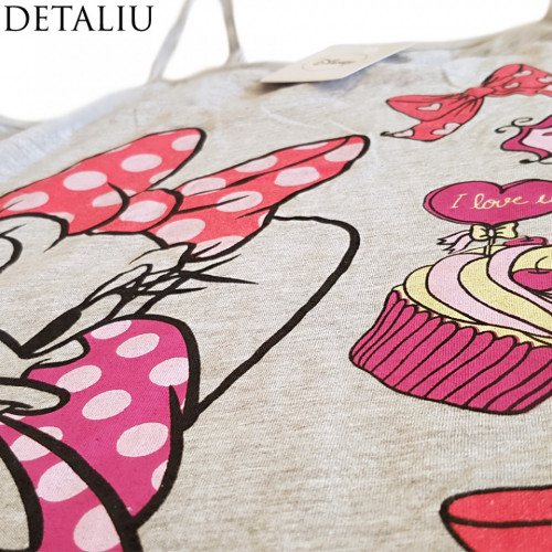 Camasa De Noapte Cu Bretele, Model Dessie I Love U, Producator Disney, Bumbac 92%, Culoare Gri, Camasi De Noapte Desene Animate