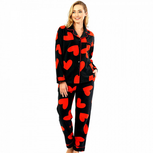 Pijamale cu Nasturi Calduroase din Polar Flece Vienetta Model 'Amour'