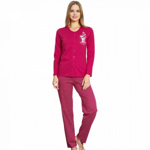Pijamale Dama cu nasturi Vienetta, 'Elite ... is Cute' Burgundy