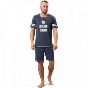 Pijamale Barbati M-Max, Bumbac 100%, 'King EvryNight EveryDay' Dark