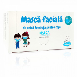 Masca Faciala cu 3 Straturi pentru Copii Flippy Culoare Albastru Cutie 50 Bucati