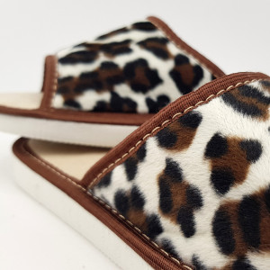 Papuci de Casa Vara Culoare Alb Model Animal Print 'Leopard'