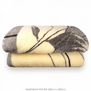 Patura din Lana Natural de Oaie 100% Model 'Mood' Marime 200 x 220, 1 Bucata