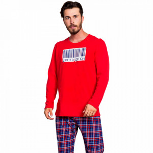Pijama Barbati Bumbac 100% Gazzaz by Vienetta 'Limited Edition' Red