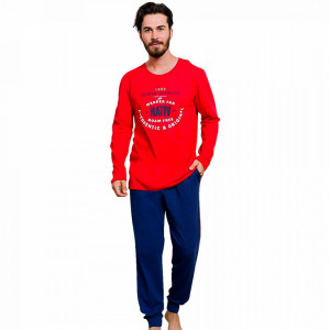Pijamale Barbati din Bumbac 100% Gazzaz by Vienetta 'Good Looking Nativ' Red