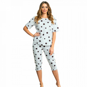 Pijamale Dama Confortabile Vienetta Pantalon 3/4 Model 'Happy Dots'