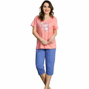Pijamale Dama din Bumbac, Vienetta, Model Little Things Pink