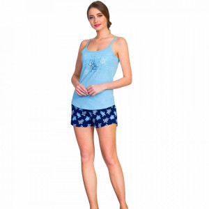 Pijamale Dama Vienetta, 'Beauty & Awesome' Culoare Albastru