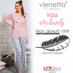 Pijamale Dama Vienetta, 'You Are Lovely' Pink