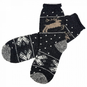 Sosete Calduroase din Lana de Oaie Naturala si Alpaka 'Wild Tradition' Dark Gray
