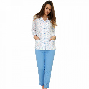 Pijama Dama Cu Nasturi, 'Blue Fantasy', M-M Nightwear