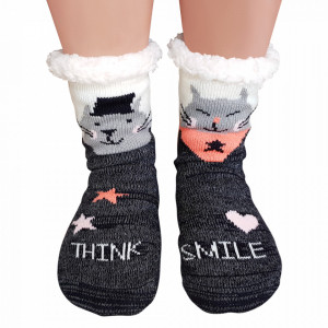 Ciorapi Imblaniti si Caldurosi Lady-Line Model 'Think Smile' Gray