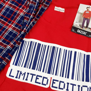 Pijama Barbati Bumbac 100% Gazzaz by Vienetta 'Limited Edition' Red