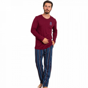 Pijamale Barbati Bumbac 100% Gazzaz by Vienetta 'Relax' Burgundy