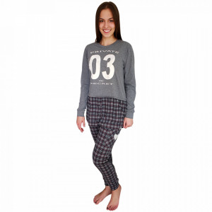Pijamale Dama Bumbac 100%, Charachter, 'Private And Secret' Gray