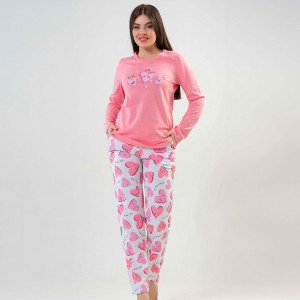 Pijamale din Bumbac Dama, Brand Vienetta, Model 'Faith Hope Love'