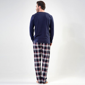 Pijamale din Bumbac Vienetta | MAN Model 'Don't Quit' Blue