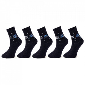 Sosete Calduroase din Mix de Blana de Iepure, Set 5 Buc. Model 'Winter Harmony' Black