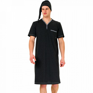 Camasa Noapte Barbati + Capison Cu Mot, 'Strong Granit', M-M Nightwear
