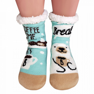Ciorapi Imblaniti si Caldurosi Lady-Line Model 'Break Coffee Time' Turquoise