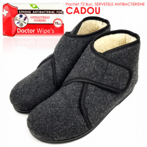 Ghete din Lana pentru Interior si Exterior Culoare Gri, Model 'Bucovina in Style'