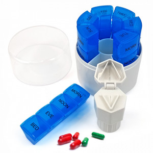 Organizator Medicamente 3in1 pentru Sapte Zile cu Cutit si Mini Piua cu Mojar