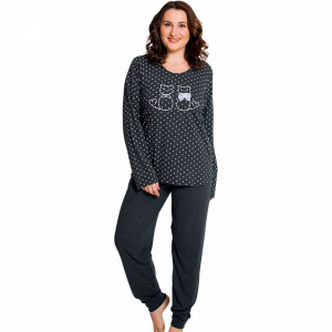 Pijamale Confortabile Dama Marimi Mari Vienetta Model 'Love Story' Dark Gray