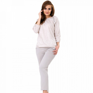 Pijamale Dama Bumbac, M-Max, Model 'Simple & Stylish' Cream