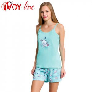 Pijamale Dama cu Maieu si Pantalon Scurt, Material Bumbac 100%, Model 'Good Night', Producator Vienetta Secret, Culoare Vernil, Pijamale Dama Vara