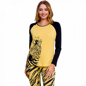 Pijamale Dama Vienetta Dream Model 'Beauty Zebra' Yellow