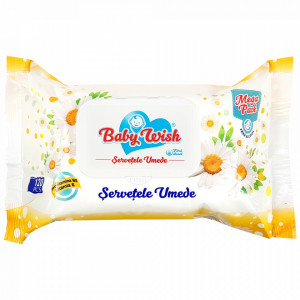 Servetele Umede cu Provita B5 si Vit E Fara Alcool Chamomile Baby Wish 120 Buc