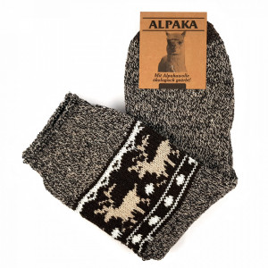 Sosete Calduroase din Lana de Oaie Naturala Alpaka 'Winter Tradition' Brown