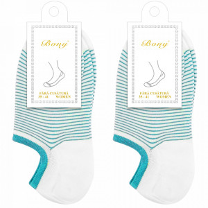 Sosete Cipici Dama Set 2 Perechi Model 'Only Lines Blue' Culoare Alb