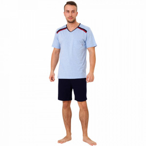 Pijamale Barbati M-Max, Bumbac 100%, 'Athlete' Blue