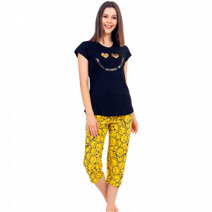Pijama Dama din Bumbac 100% Vienetta Model 'Smile Everyday'