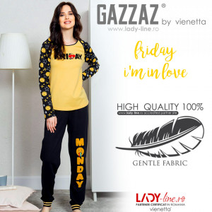 Pijama Dama din Bumbac Vatuita la Interior Vienetta Model 'Friday I'm In Love'