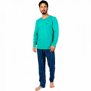 Pijamale Barbati din Bumbac 100% Gazzaz by Vienetta Model 'Happy Life' Green