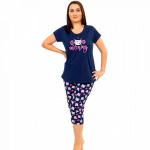 Pijamale Confortabile Marimi Mari Vienetta Model 'Good Morning' Blue