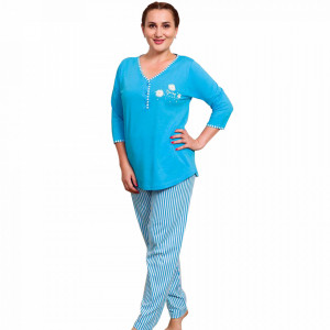Pijamale Dama Marimi Mari Vienetta Model 'Daisy Flowers' Blue