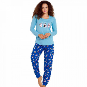 Pijamale Dama Vienetta, 'Cute Penguine' Blue