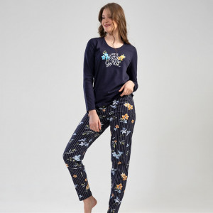 Pijamale Vienetta din Bumbac, Model 'Life is Better in the Garden'