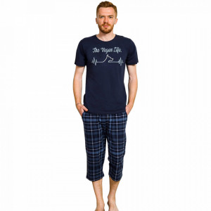 Pijamle Barbati Marimi Mari din Bumbac 100% Gazzaz by Vienetta Model 'Vegan Life'
