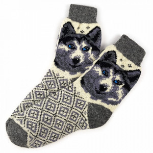 Sosete Calduroase din Lana de Oaie Naturala, Model 'Winter Dogs'