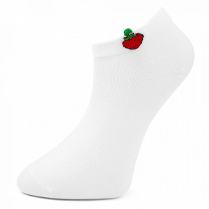 Sosete Glezna Dama cu Fructe, Set 2 Perechi Model 'Pure White' Strawberries Culoare Alb