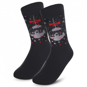 Sosete Groase Dama Model 'Happy Winter' Culoare Gri Inchis