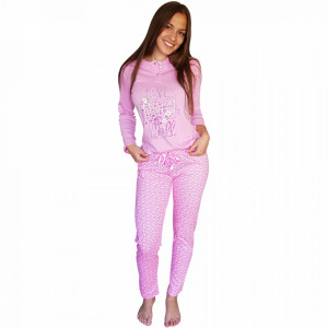 Pijamale Dama Bumbac Natural, Senso, 'Love Much Live Well' Pink