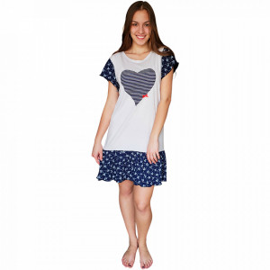 Camasa de Noapte Dama, Character, Bumbac 100%, Model Nomad Love Blue